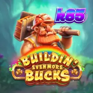 Interface do jogo de slot Buildin’ Even More Bucks com personagens e símbolos de construção